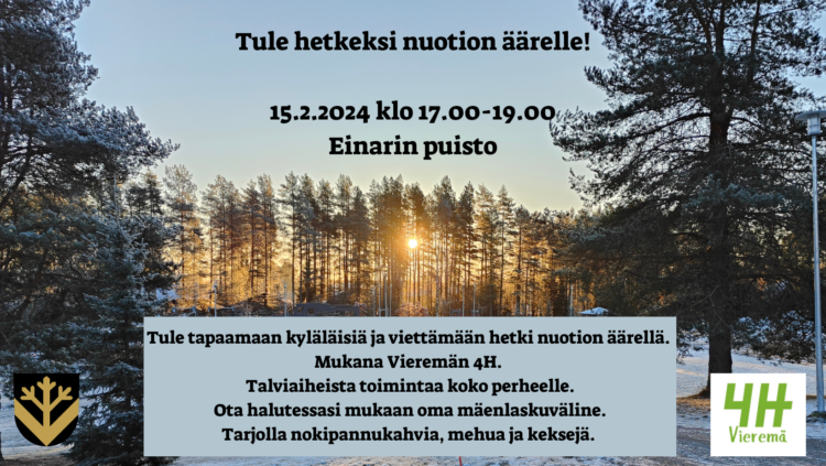 iltanuotio Einarin puisto, helmikuu 2024