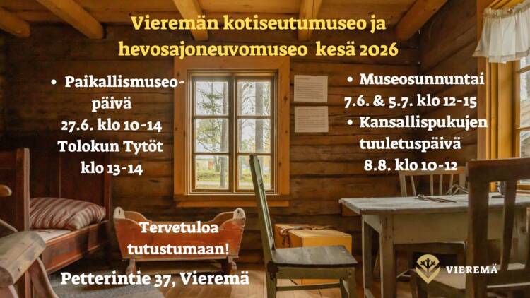 Vieremän kotiseutumuseon kesän 2026 tapahtumat.