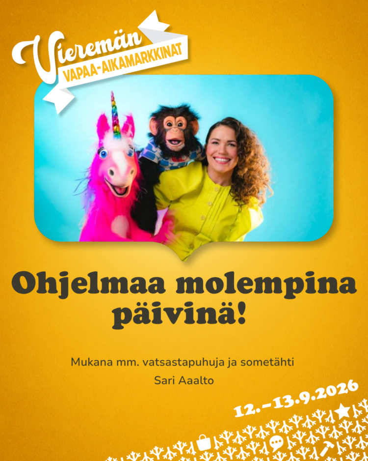Kuvassa vatsastapuhuja Sari Aalto nukkeystävineen